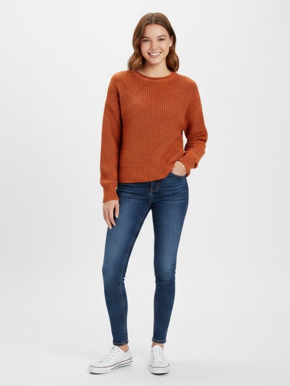 Cozy Rust Orange Heavy Knit Sweater - GAP